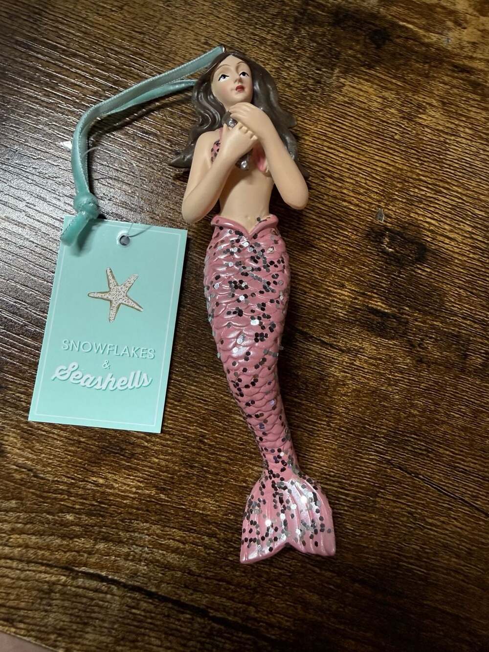 NWT St. Nicholas Square Pink Glitter Tail Mermaid Christmas Ornament